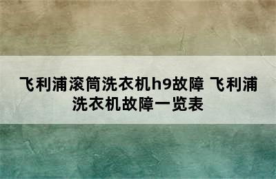 飞利浦滚筒洗衣机h9故障 飞利浦洗衣机故障一览表